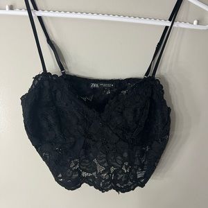 Lace black crop top from zara!!